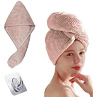 Derbway Toallas para Secar el Pelo- Microfibra Súper Absorbente Toalla para Turbante de Cabello de Secado Rápido con 2…